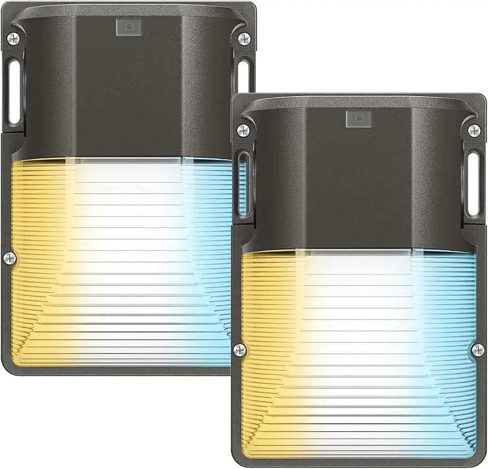 CINOTON 30W LED Wall Pack Light, 3CCT 3600LM, Dusk to Dawn Sensor, 2 Pack
