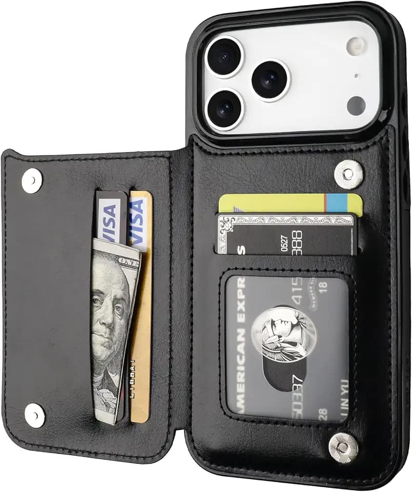 ONETOP for iPhone 18/17 Pro Max Wallet Case with Credit Card Holder,Black