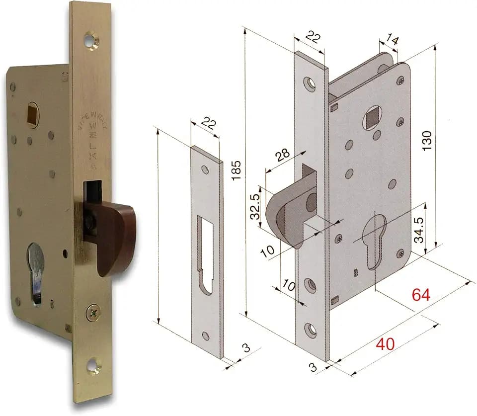 Welka 2660000 Einsteckschloss mit Haken Q/M Ent. 60 mm