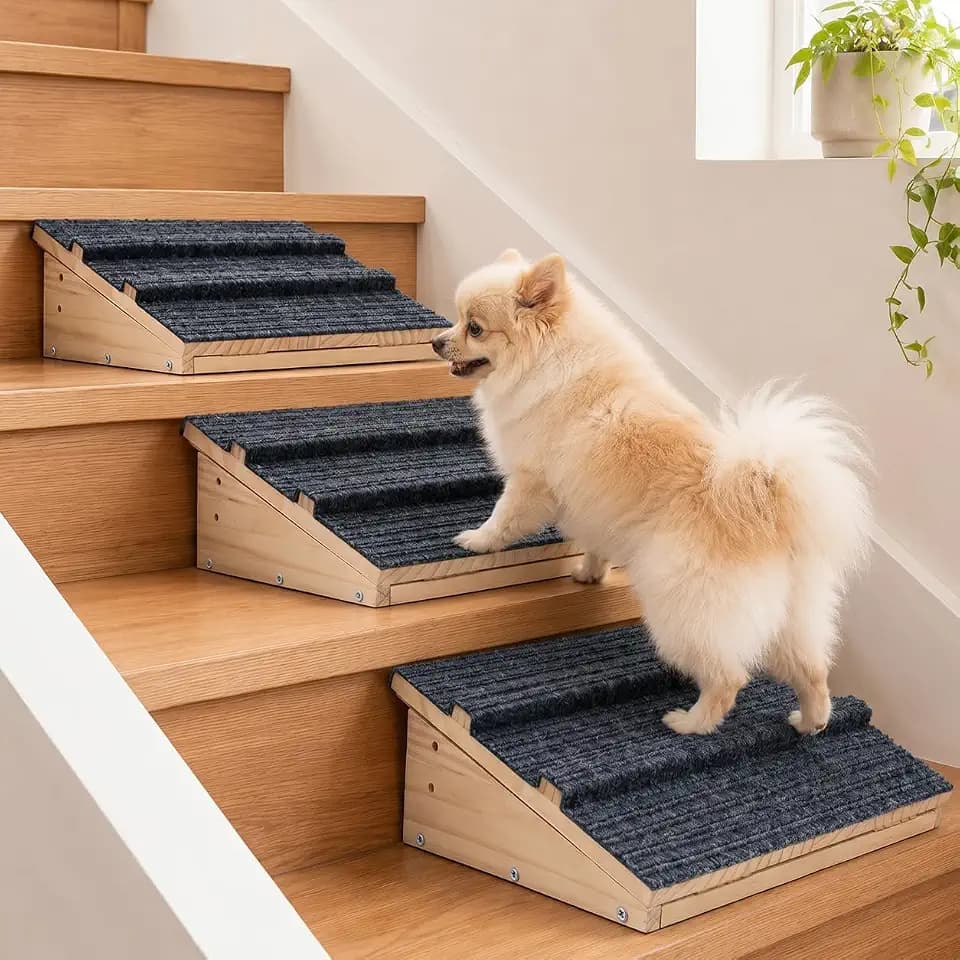 Adjustable Heights Dog Ramp for Stairs for Small & Senior Dogs and Cats