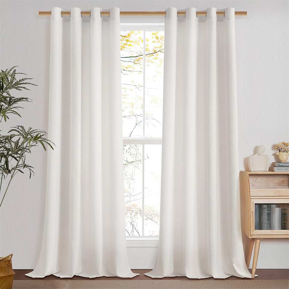 MRTREES Leinen-Netzvorhänge für Fenster, 183 cm Länge, halbtransparente Vorhänge mit Ösen, für Schlafzimmer und Wohnzimmer, Privatsphäre, 2 Paneele, 140 x 183 cm, Natur