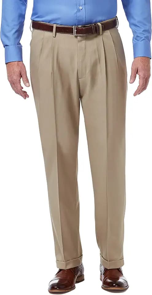 Haggar Men's Classic Fit Pleated Premium Comfort Dress Pant