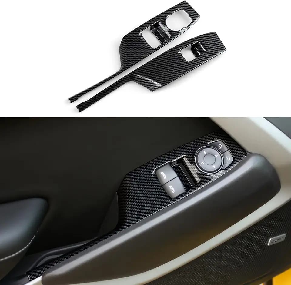 Car Sticker ABS Carbon Fiber Decal Interior Trim Cover for Chevrolet Camaro 2016 2017 2018 2019 2020 2021 2022 2023 2024 Accessories(Window Lift Switch)
