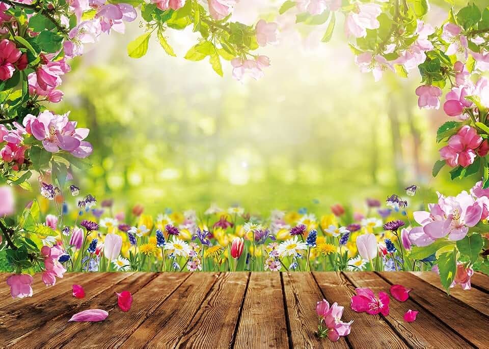 8x6ft Spring Backdrop Spring Backdrops for Photography Floral Backdrop Wall Nature Scenery Banner F43