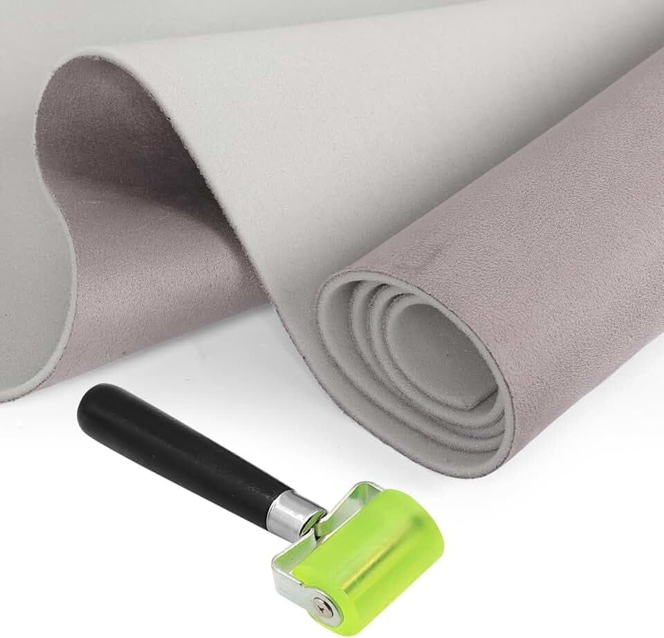 Dachhimmel Stoff, 300cm x 150cm, Wildleder Autohimmelstoff mit 4 mm Schaumstoff, Autostoff Reparatur Autohimmel, Innenverkleidung Bezugsstoff für Autos, Wohnmobilen, Boot, und Möbeln DIY (Grau)
