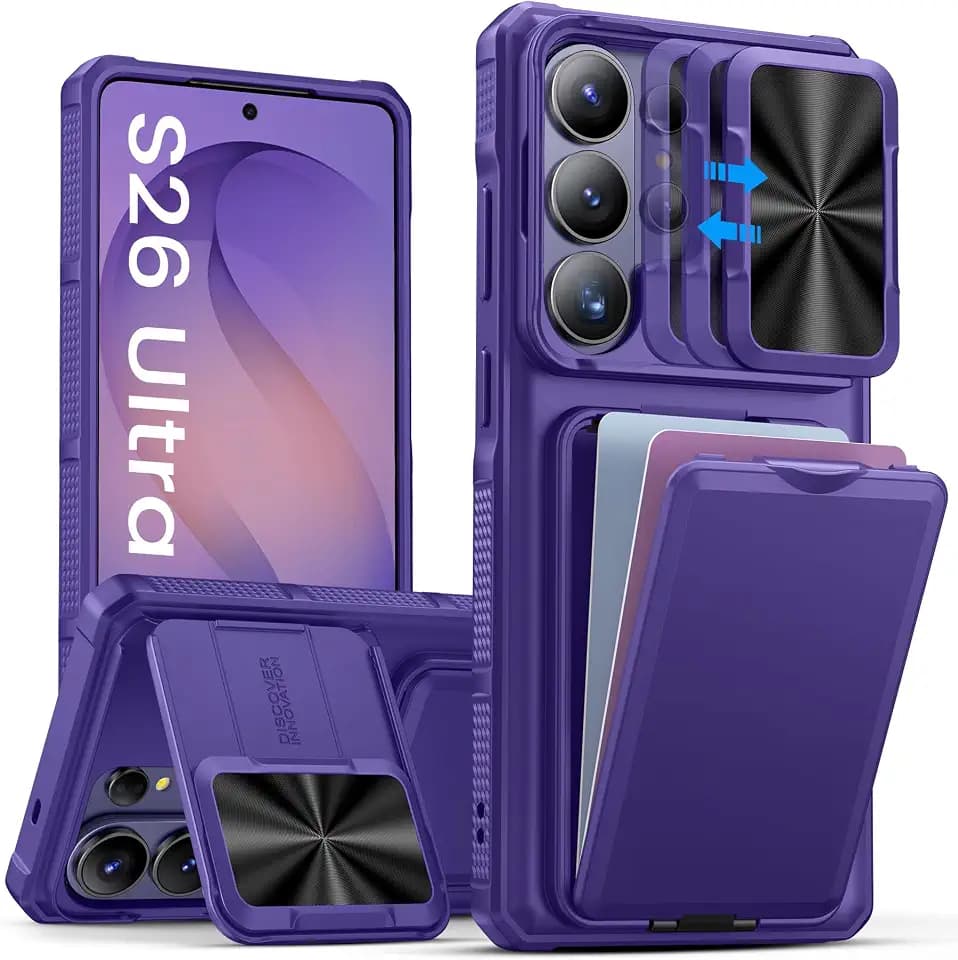 SSLOTSCASE for Samsung Galaxy S26 Ultra Case with Card Holder, Violet