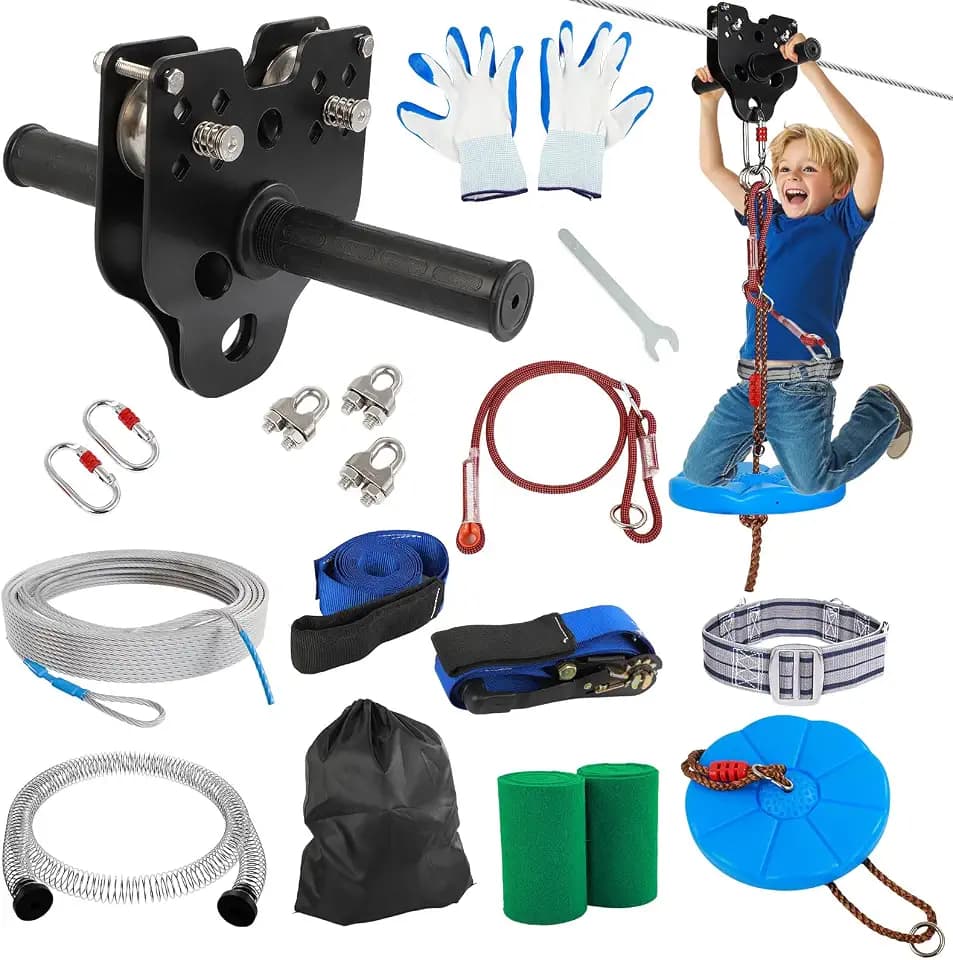 FAHKNS Zipline for Backyard Kids and Adults: 80FT Zipline Kit Outdoor