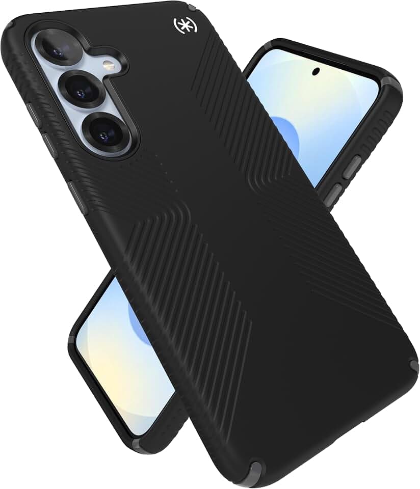 Speck Samsung Galaxy S25 Plus Case - 13-Foot Drop Protection, No-Slip Grips - Samsung S25 Plus Case - Raised Bezel and Enhanced Buttons - Presidio 2 Grip - Black/Slate Grey (Pack of 1)