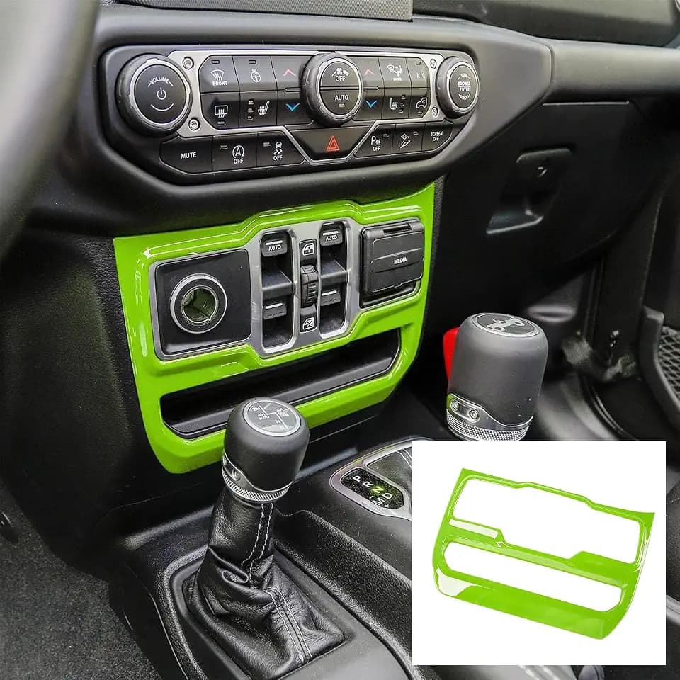 JeCar Green Center Console Window Control Panel Trim Cover for 2018-2024 Jeep Wrangler JL JLU Gladiator JT Interior Accessories