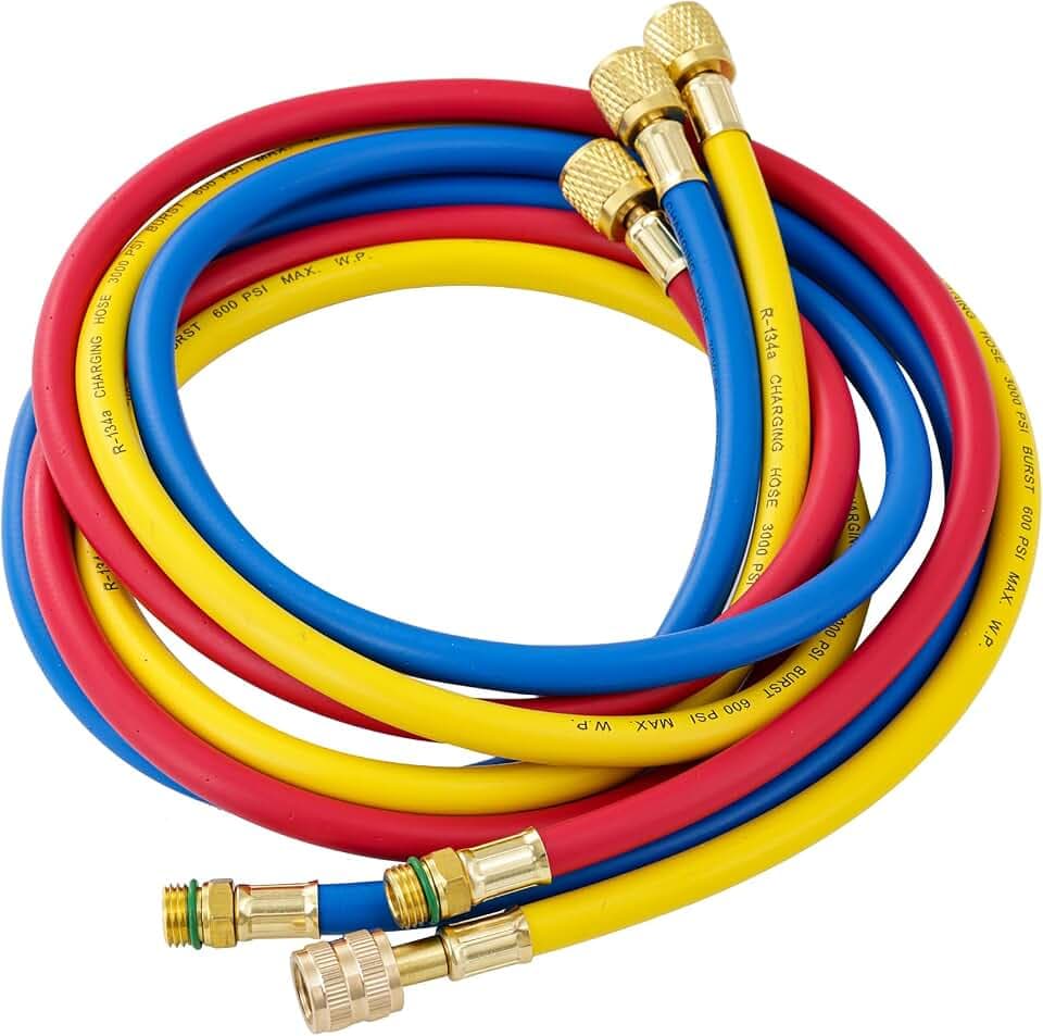 R134A AC Refrigerant Charging Hoses, 5FT Manifold Gauge Hose Kit