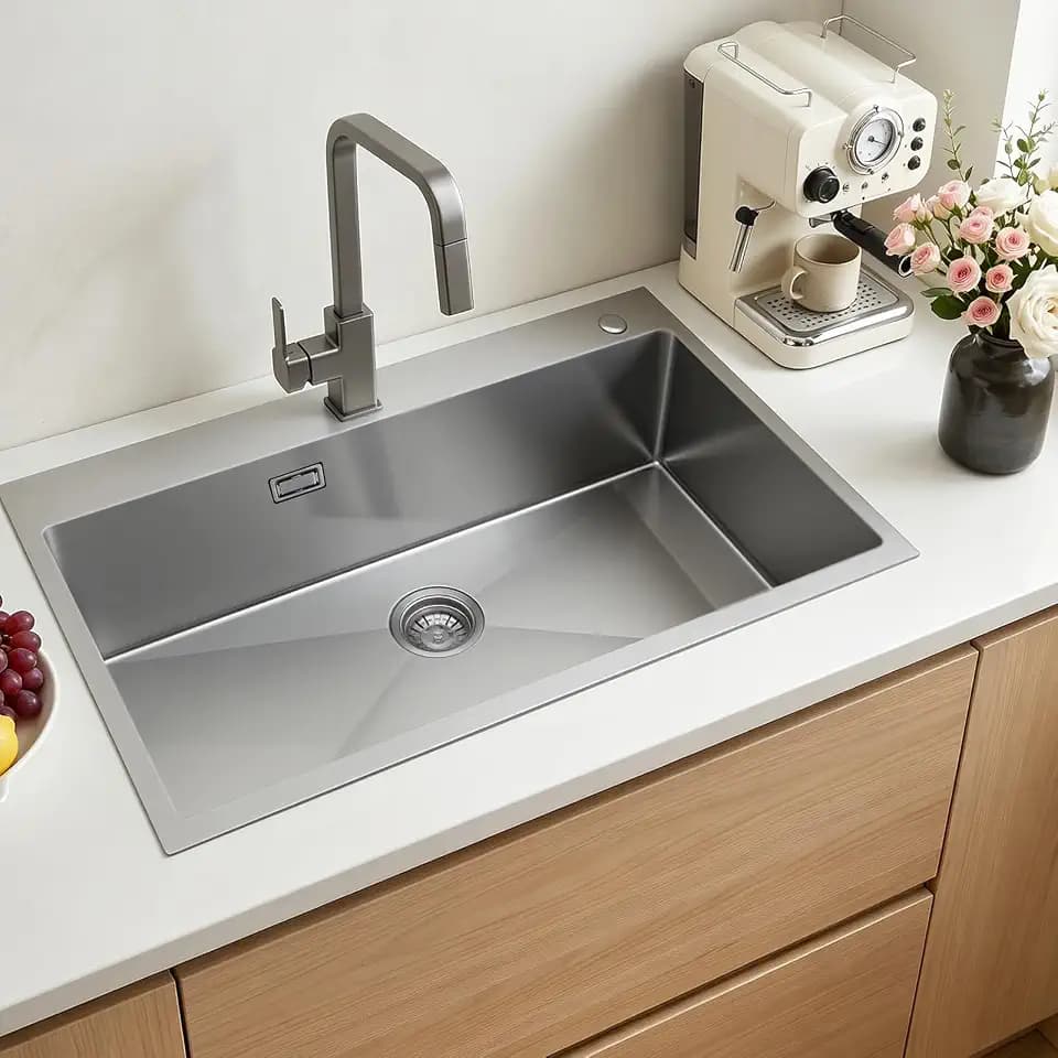 VEVOR Einbauspüle Einzelbecken, 85 x 45 x 19 cm, Edelstahl-Küchenspüle im Landhausstil, Küchenspüle für Geschirr, Wohnmobil, Vorbereitungsküche, Waschküche und Bar, Spülbecken mit Siebkorb