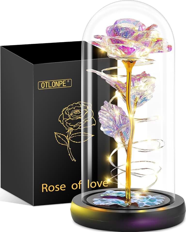Otlonpe Geschenke für Frauen, Ewige Glas Rose Personalisierte Geburtstagsgeschenk für Frauen Freundin Mama Oma Frau Valentinstag Weihnachts Muttertags