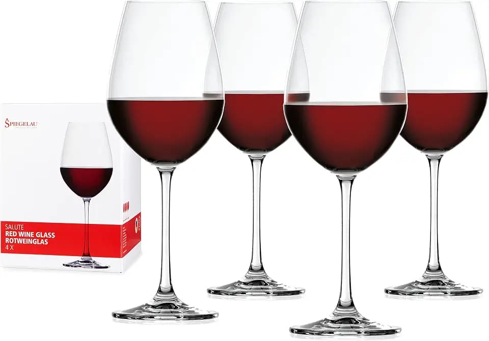 Spiegelau Rotweingläser 550 ml, 4 Stück, Salute, 4720171, Weingläser aus Kristallglas, Rotwein Gläser spülmaschinenfest