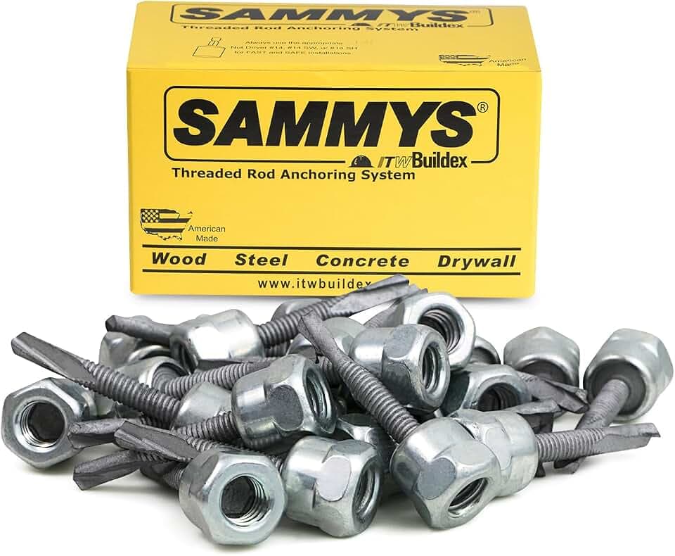 Everflow 8024957-25 1/4" Screw Vertical Threaded Rod Anchor Designed for Steel Structure, Steel with Electro-Zinc, 1/4-20 x 1" Screw Length (25 Pack)