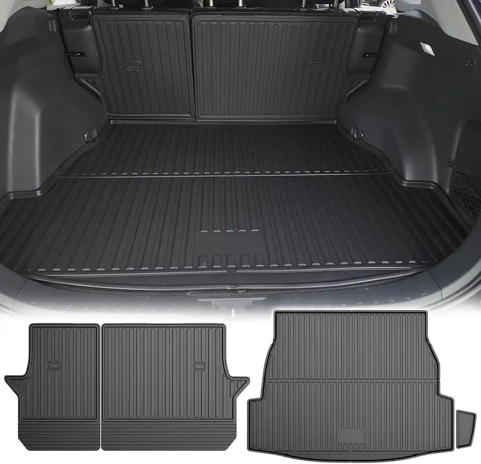 Cargo Liner Fit for Toyota RAV4 2019-2025 (Gas & Hybrid), TPE All Weather Trunk Mat with Seat Back Mats Custom Fit Cargo Mat Rear Seat Back Protectors Waterproof Cargo Area Protection