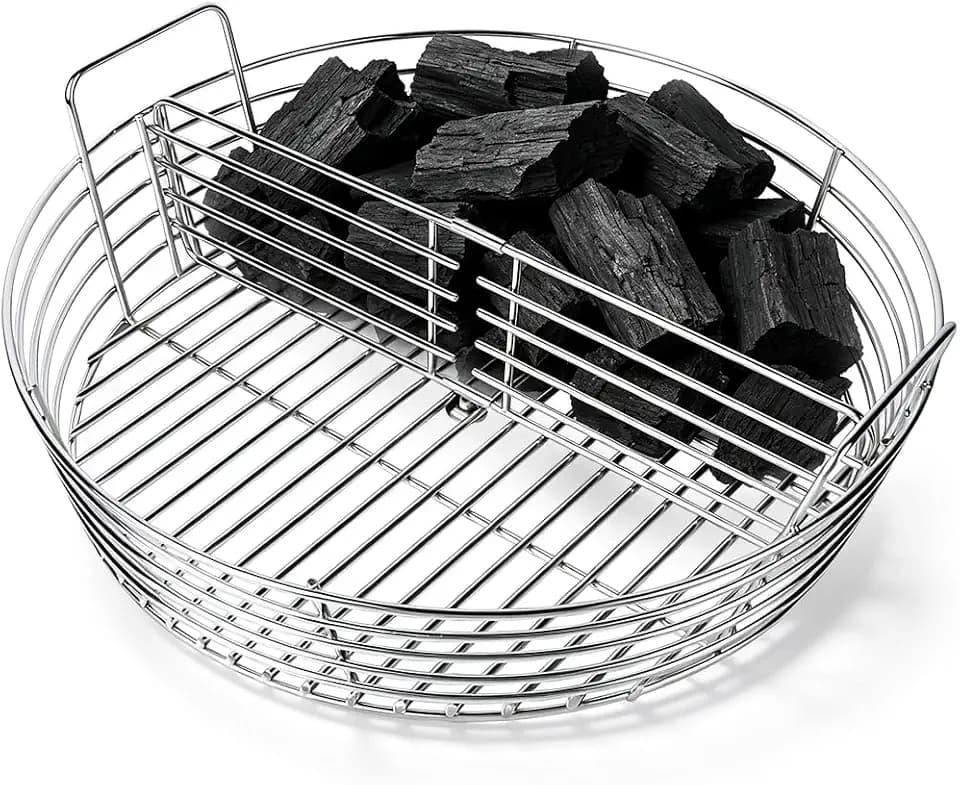 19" Stainless Ash Charcoal Basket with Divider for Big Green Egg XL