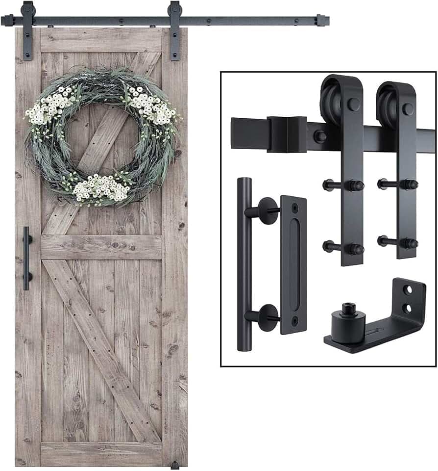 SMARTSTANDARD 5FT Sliding Barn Door Hardware Whole Kit, Fit 30" W Door