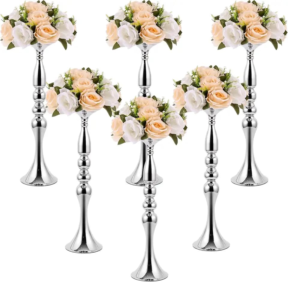 Sabary 6 Pcs Wedding Flower Stand, Table Centerpiece, 20 Inch, Silver