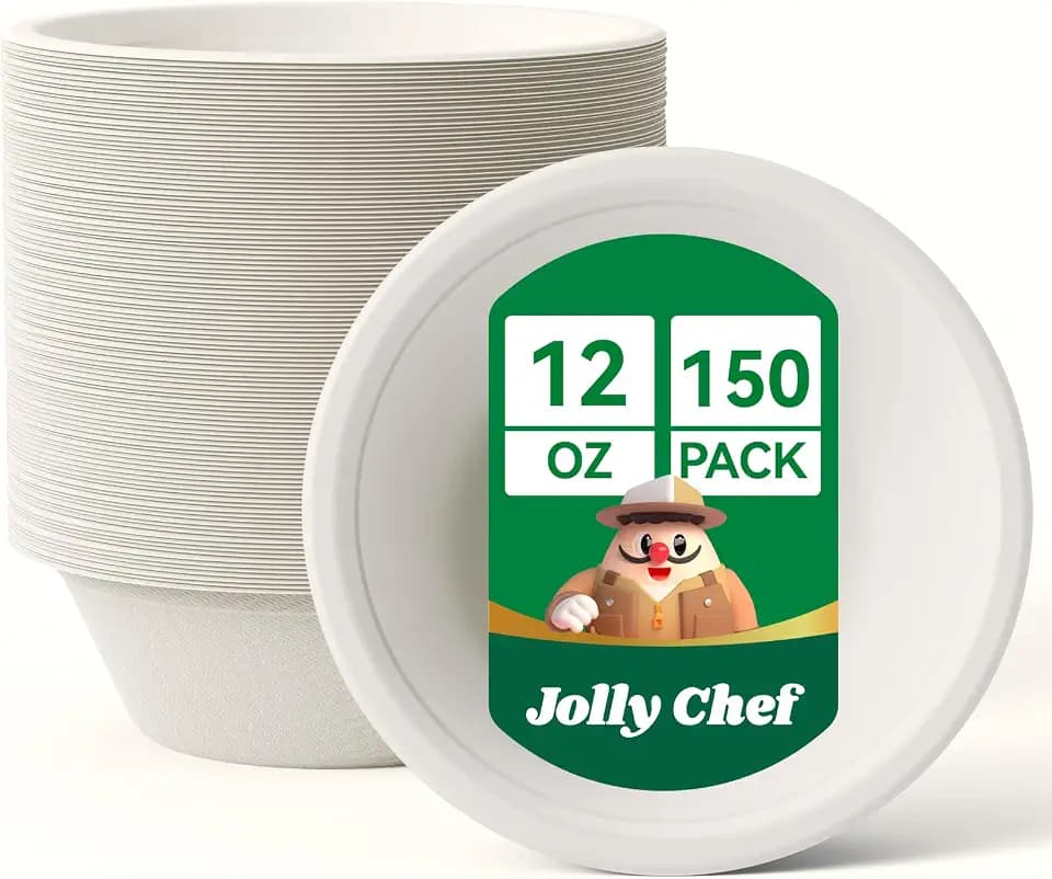 Compostable Disposable Paper Bowl 12 oz Heavy Duty Soup Containers 150 Pack