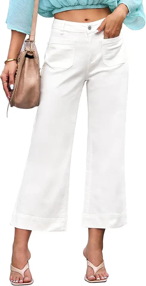 luvamia Wide Leg Jeans for Women Trendy High Waisted Crop Flare Jeans Pants