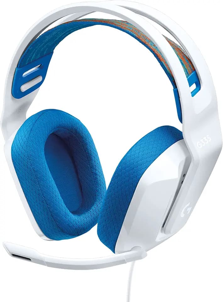 Logitech G335 Wired Gaming Headset with Flip to Mute Microphone - White