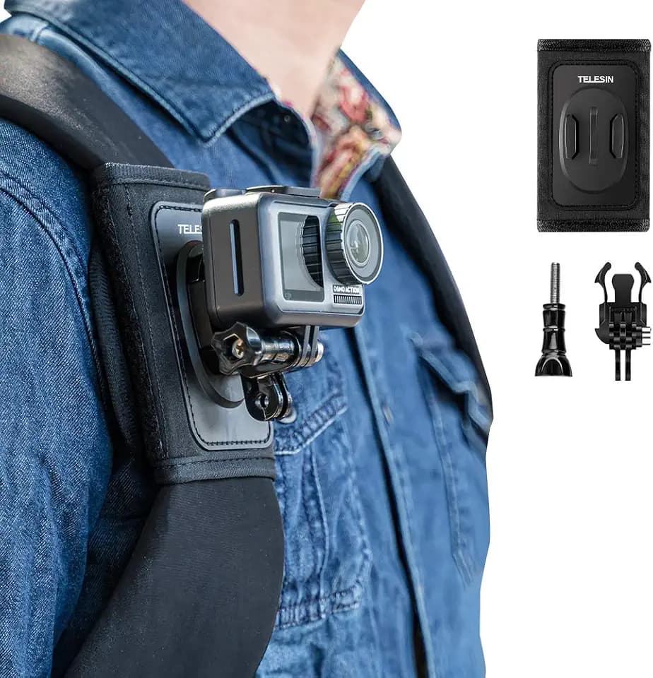 TELESIN Adjustable Anti-Slip Backpack Strap Mount for Action Cameras