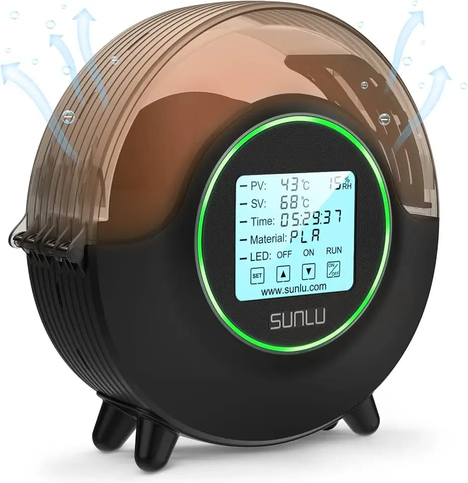 [SUNLU Offizielles] Verbesserter Filament Trocken Box S2, Filamento Trockenbox mit 360° Rundumheizung, Filament Aufbewahrungsbox für 3D Drucker Hält Filament Effizient Trocken, Filament dryer, Schwarz