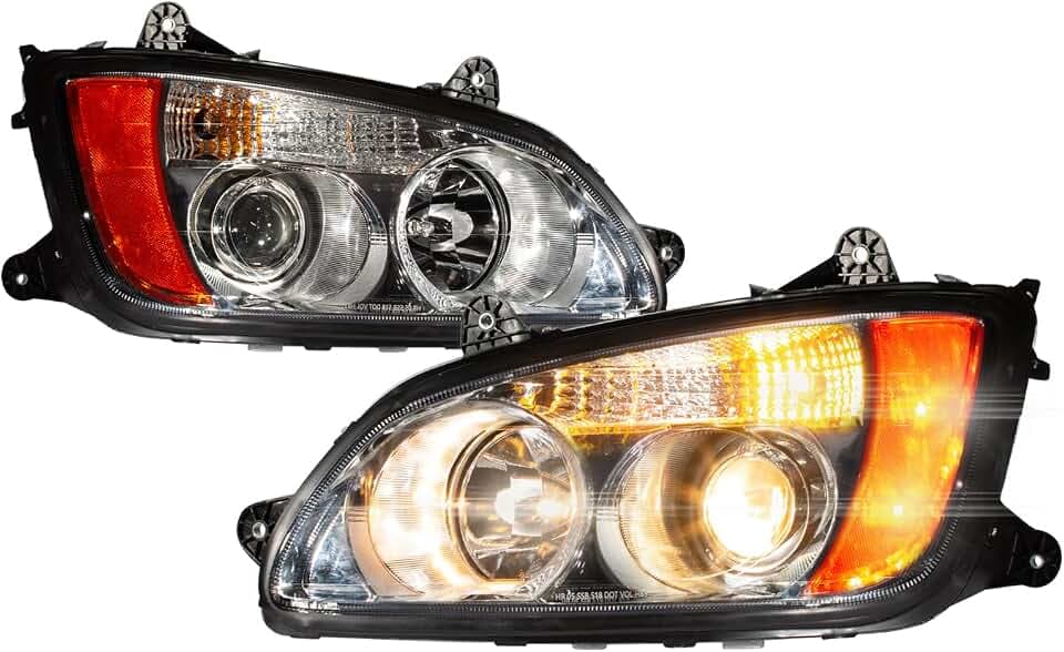 Pair Headlights Assembly Fit for Kenworth Truck Headlamps LH & RH