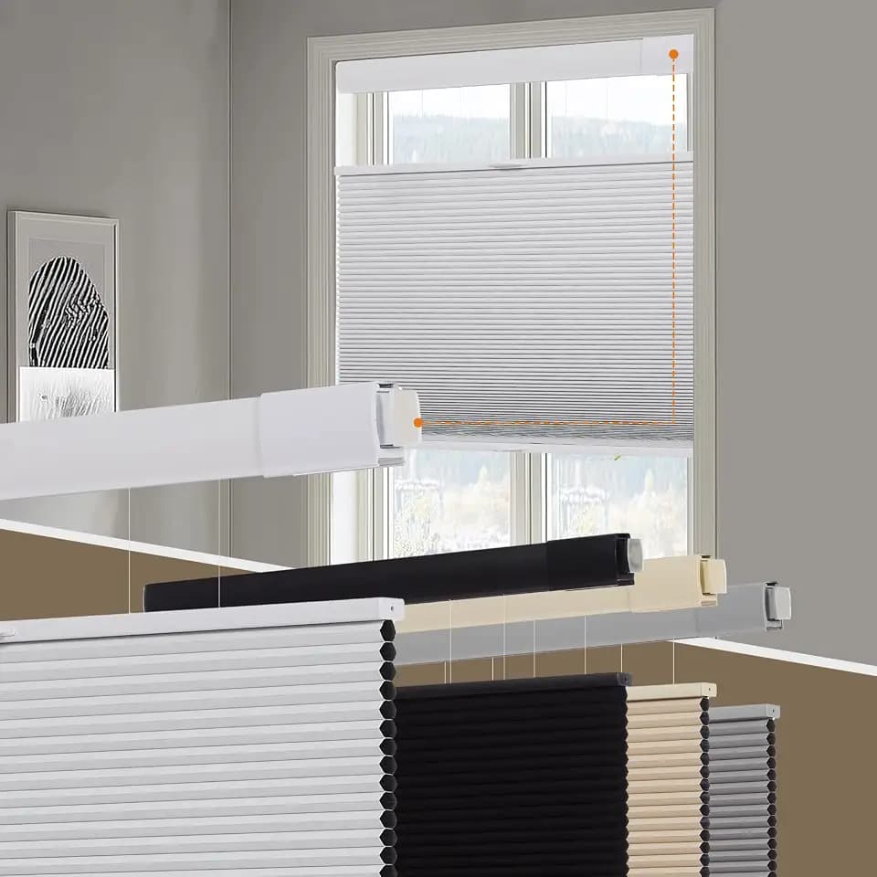 Persilux No Drill Blackout Cellular Shades for Windows,White,18" w x 36" h