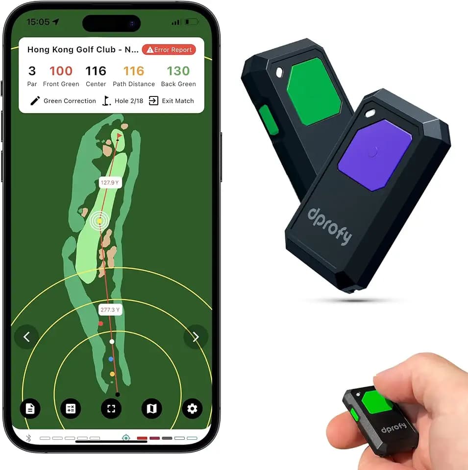 Dprofy Golf GPS Range Finder Work with Dprofy APP, 2Pcs Golf GPS Devices with Voice Output Course and Hole Distance Information, Support Two People Use