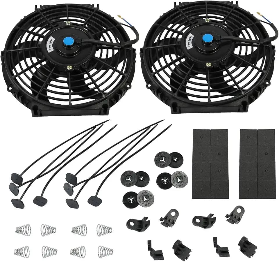 JDMSPEED New 2 Sets Universal 10'' Electric Radiator Cooling Slim Fan Push Pull Mounting Kit