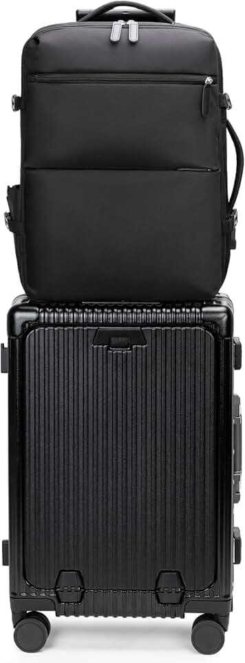 feilario 2 pcs PC Aluminum Frame Carry On Luggage Set, Cup Holder