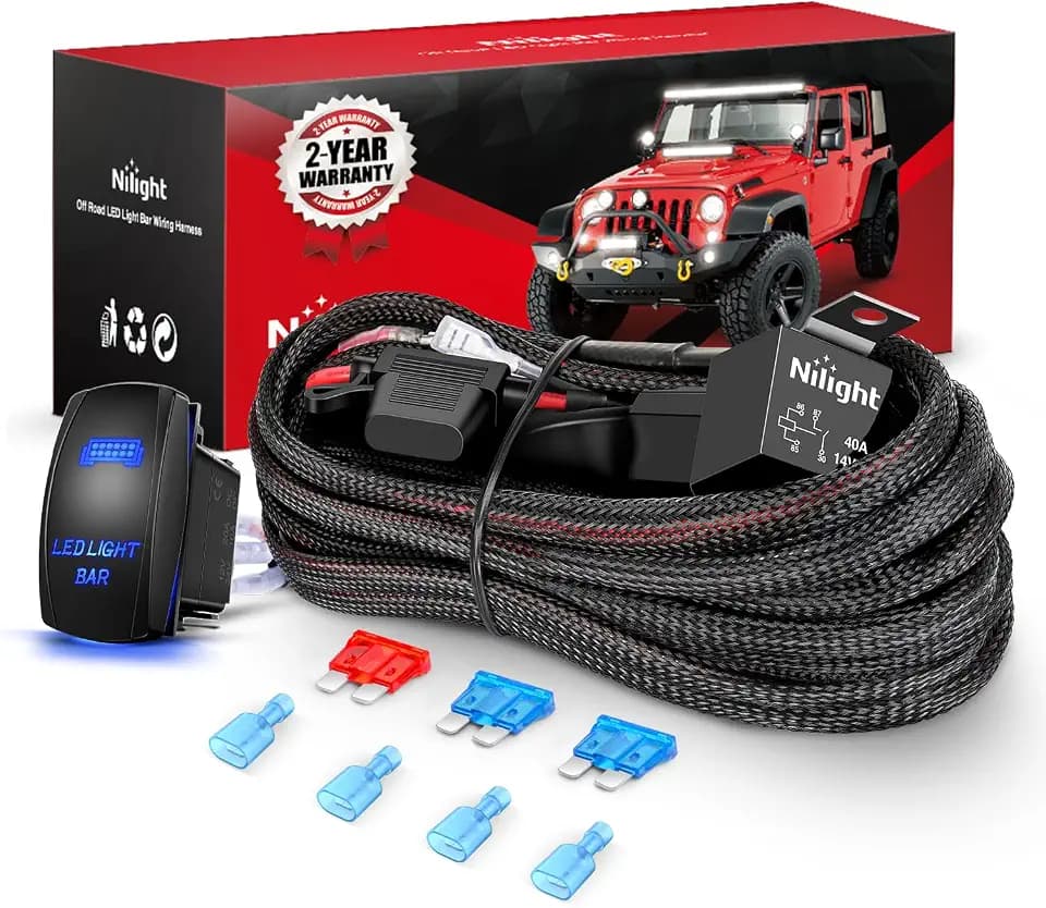 Nilight Off Road LED Light Bar Wiring Harness Kit 12 V 5 Pin Rocker Switch