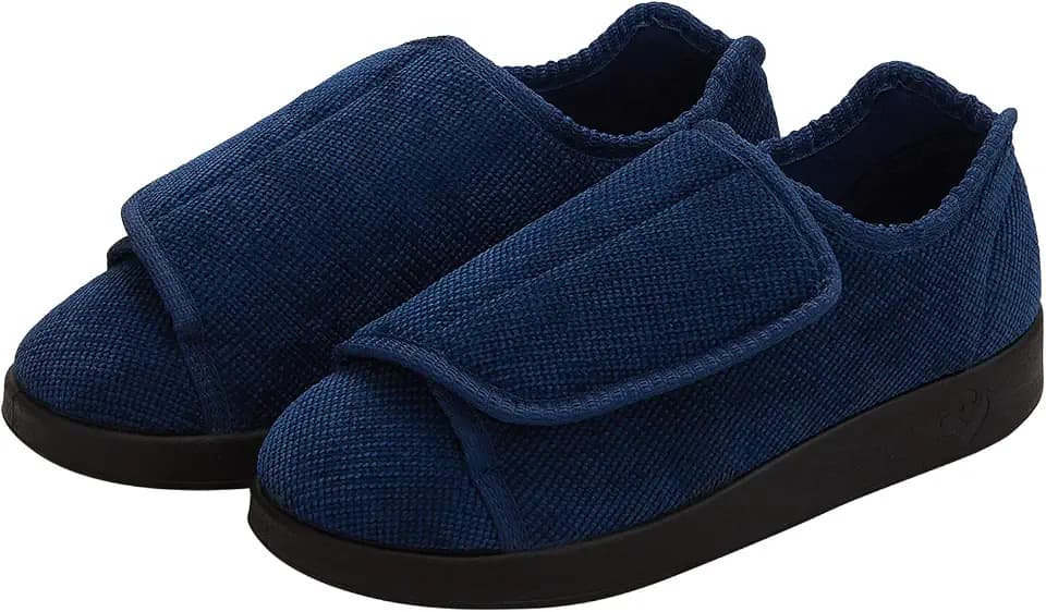 Silverts Women's Extra Wide Adjustable Slippers, Non-Slip Diabetic Shoes