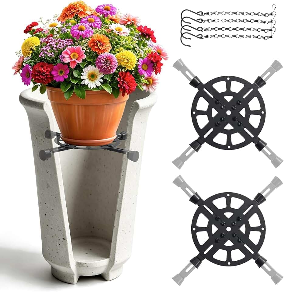 Plant Riser for Tall Planters, 10-14” Adjustable 4-Point Support, 2 Pack
