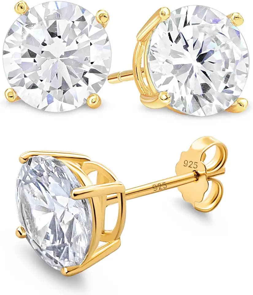 KEZEF Sterling Silver Stud Earrings for Women & Men