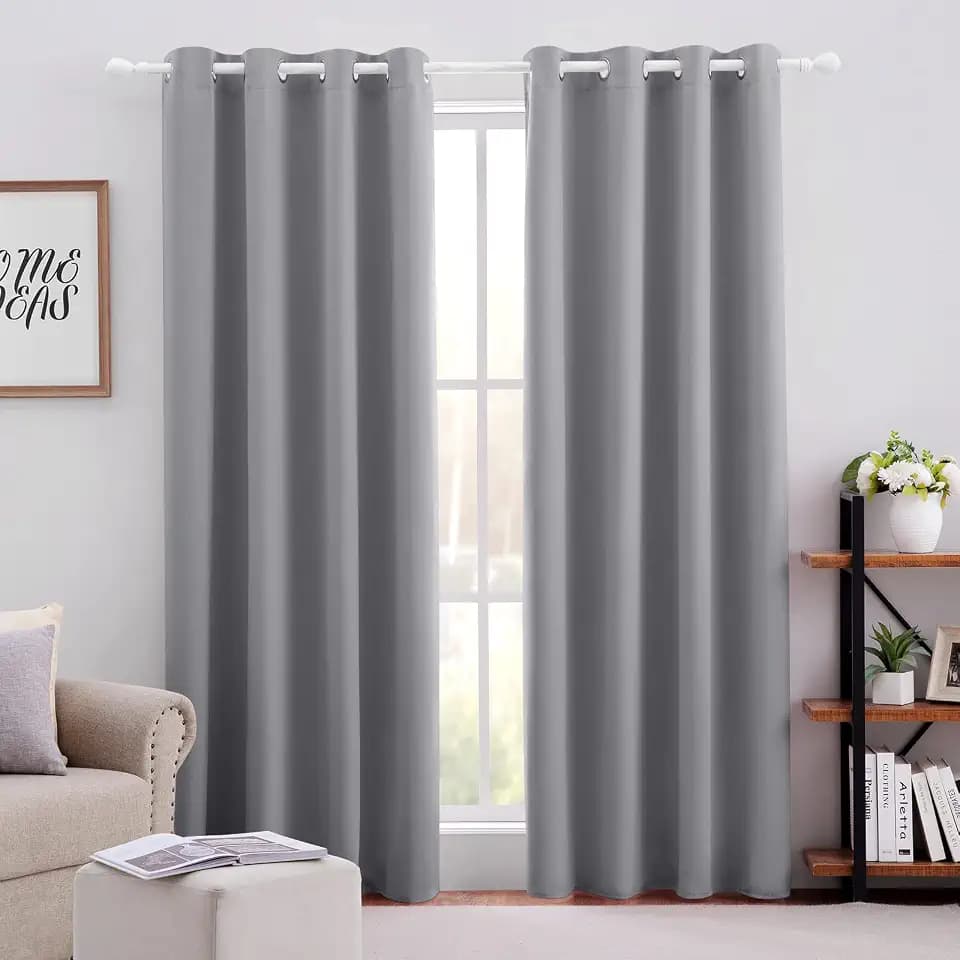 HOMEIDEAS Blackout Curtains for Bedroom 52 X 96 Inch Long 2 Panels Set Light Grey/Gray Room Darkening Curtains/Drapes, Soundproof Thermal Grommet Window Curtains for Living Room