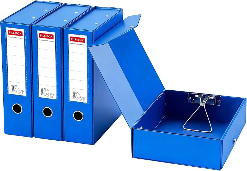 4 Stück Archivbox A4, Archiv-Schachtel mit 88mm Breit Rücken, Blau