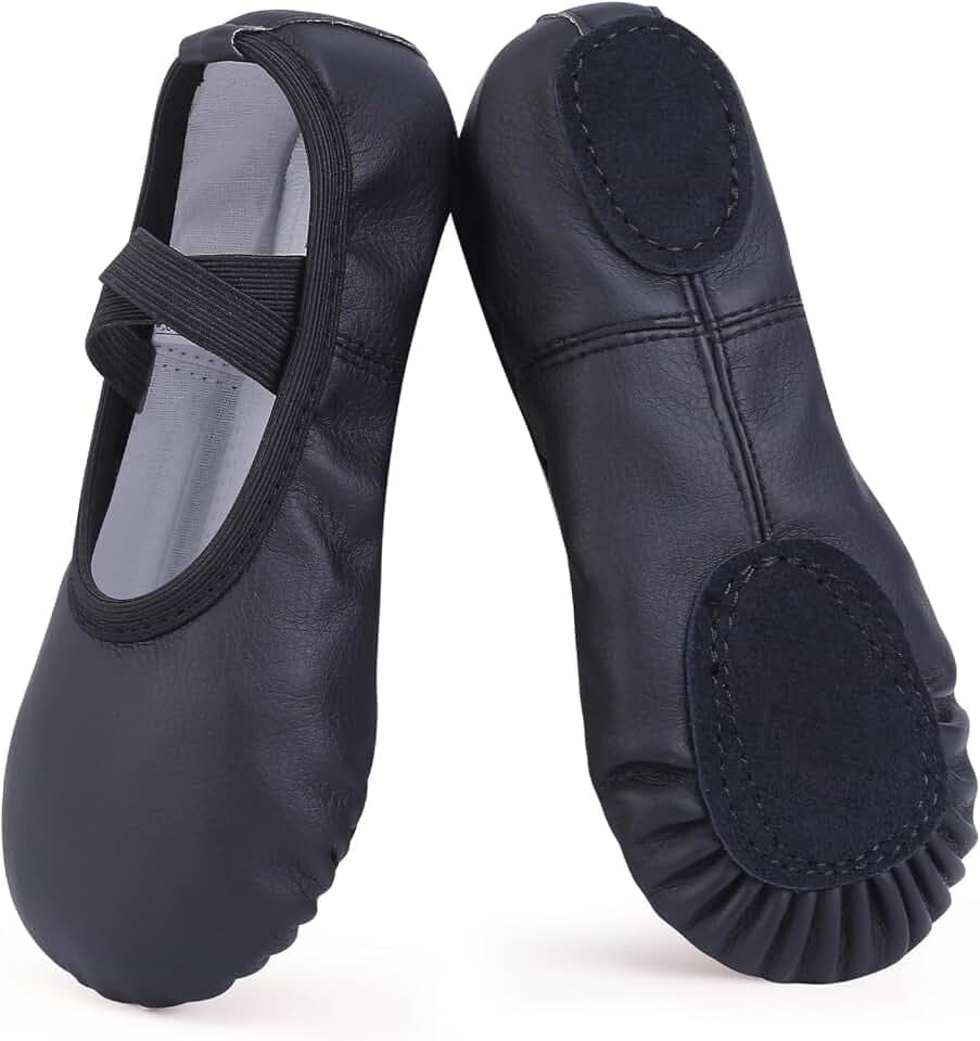 Ballettschuhe Mädchen Ballettschläppchen aus PU Leder Gymnastikschuhe Tanzschuhe mit Geteilte Ledersohle für Kinder und Erwachsene
