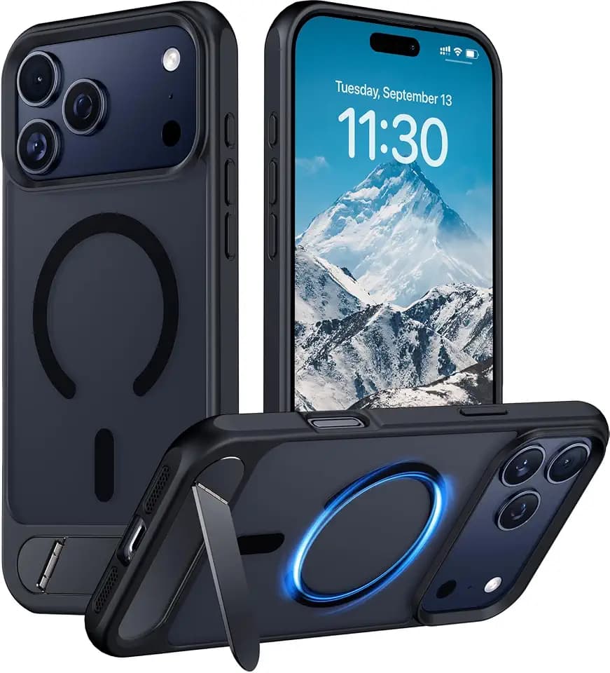 Temdan Magnetic for iPhone 18 Pro Case/iPhone 17 Pro Case Stand Black