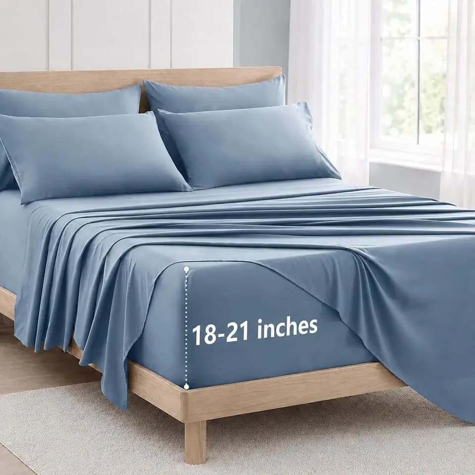 CozyLux King Size Sheets Set 6-Piece, 21-Inch Deep Pocket, Soft Feel