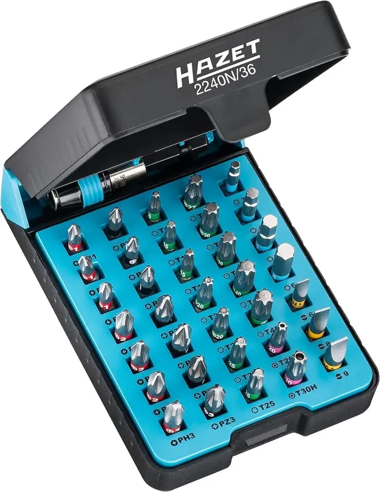 HAZET Bit-Satz 2240N/36, 1/4 Zoll (6,3 mm) Sechskant, Pozidriv Profil PZ