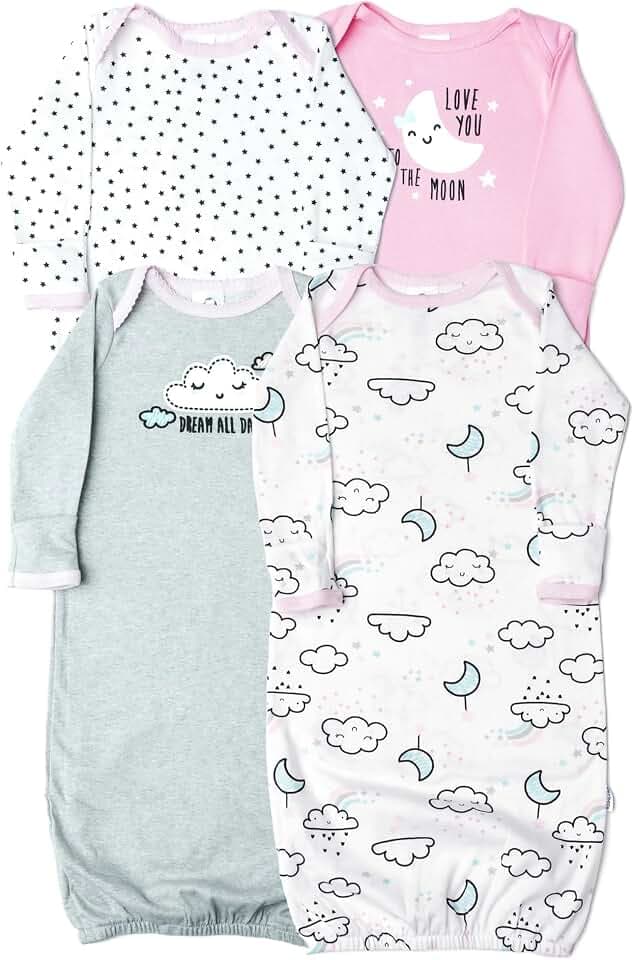 Gerber Baby Girls' 4-pack Sleeper Gown