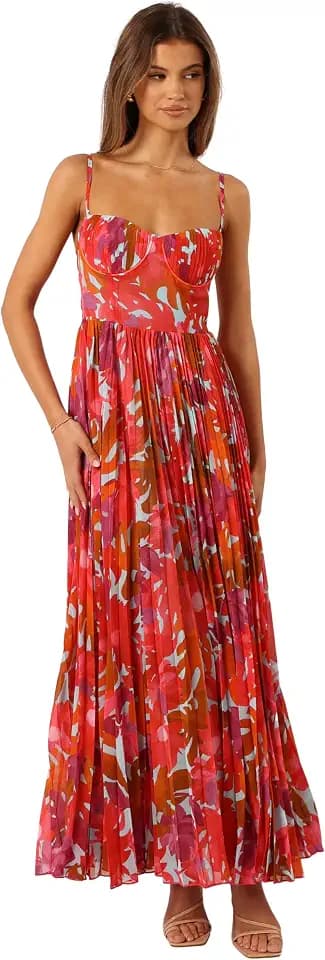 Petal & Pup Women's Achanti Pleated Maxi Dress
