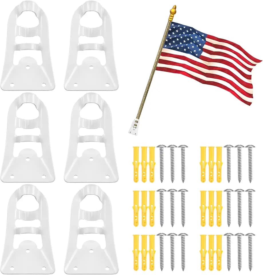 6 Pcs Classroom Mounting Brackets Classroom Flag Wall Bracket Aluminum Classroom Style Flag Pole Bracket Mount, Flag Store Wall Bracket for Classroom, Community Center & Flag Day Decor