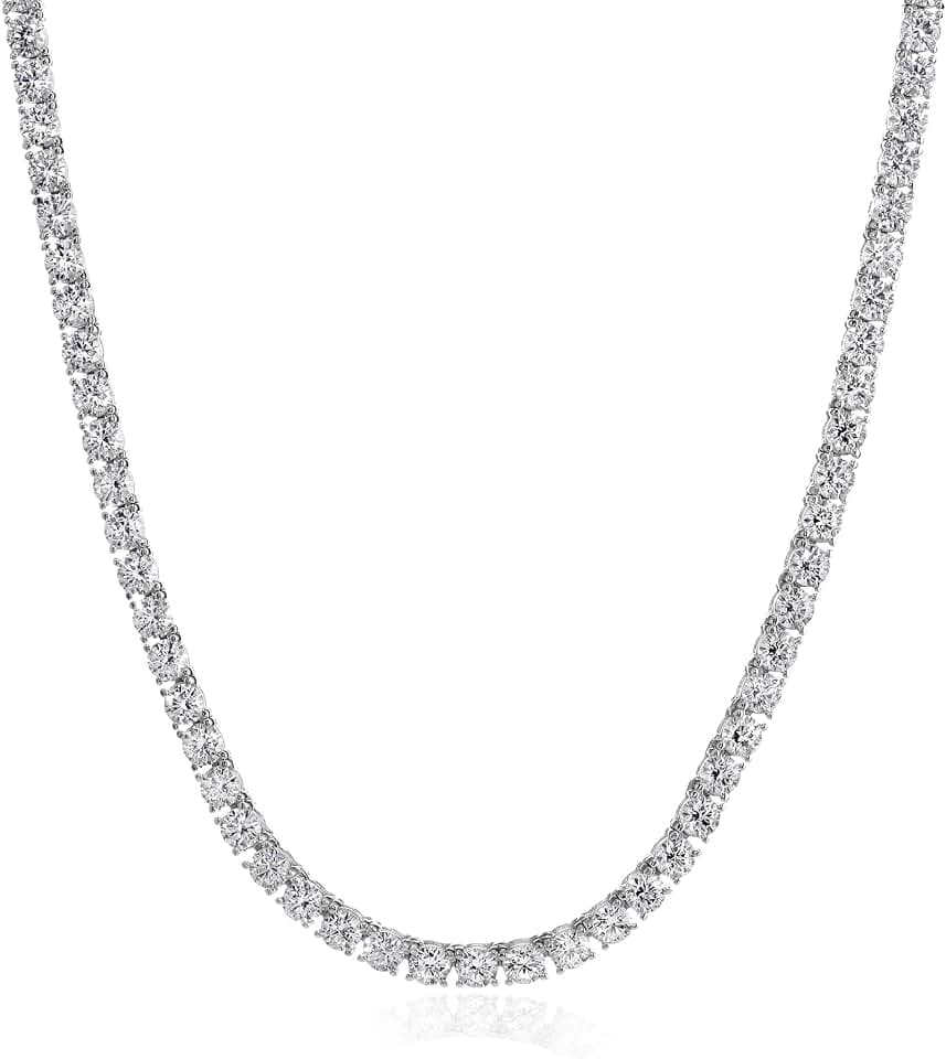 Amazon Essentials Women's Sterling Silver Tennis Necklace with Round Cut Infinite Elements Cubic Zirconia (previously Amazon Collection)