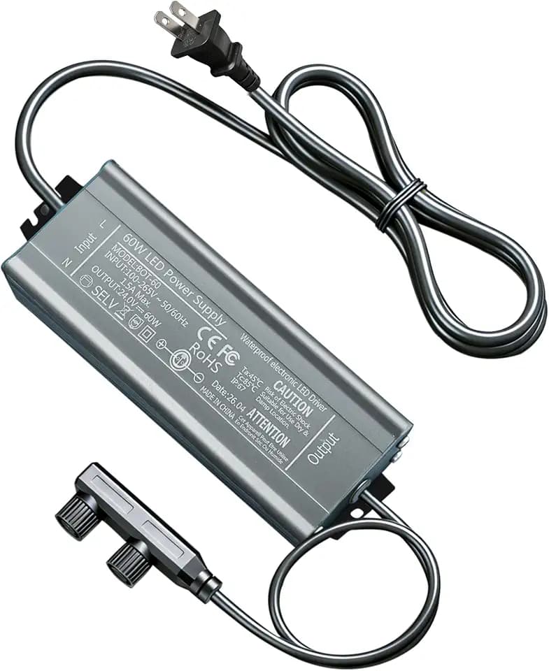 60W 24V Power Adapter for Philips Hue Outdoor Lights(2-in-1 Connector), Weatherproof Power Supply to Connect Multiple Hue Lily Calla Impress Landscape Lights