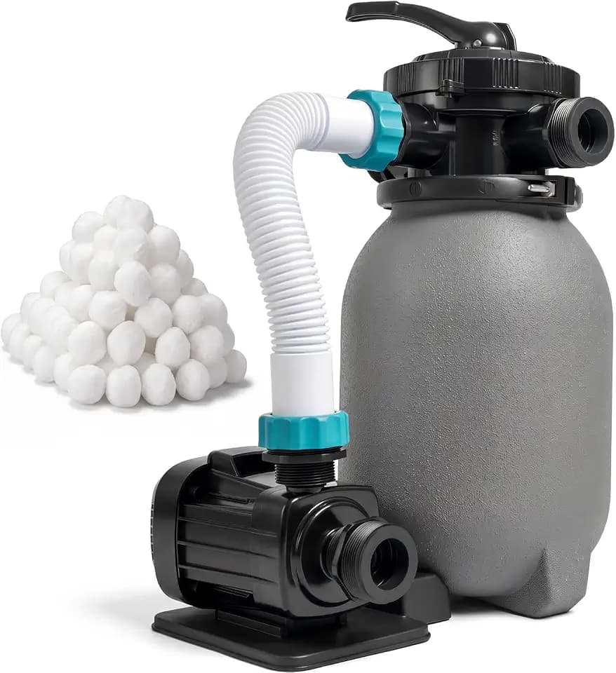 XtremepowerUS Sand Filter Pump System for Above Ground Swimming Pool Multi-Port Valve Swimming Pool Filter With Timer System (10" Sand Filter with Pump (1,200 GPH))