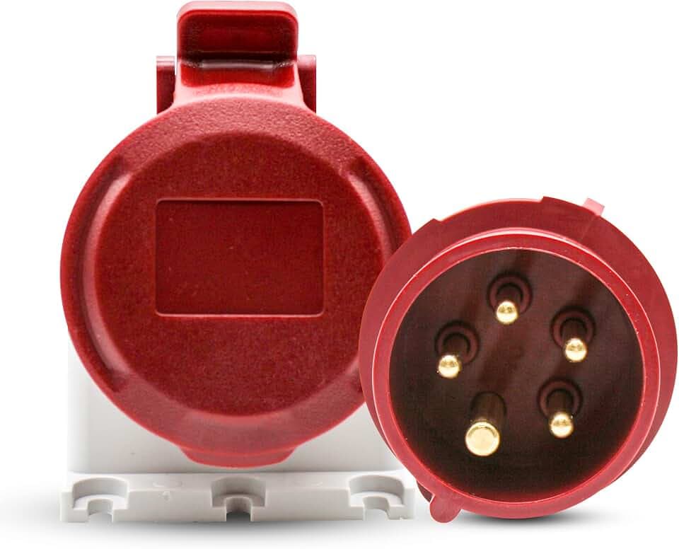 DOJA Industrial | Steckdose Cee Adapter + 380 Volt Stecker | 16A - 3P + N + E 5-Poliger Einphasen-Industrie Stromadapter | Strom Schuko Stecker Kupplung | Stromkabel Stecker | Wohnwagen Camping Kabel