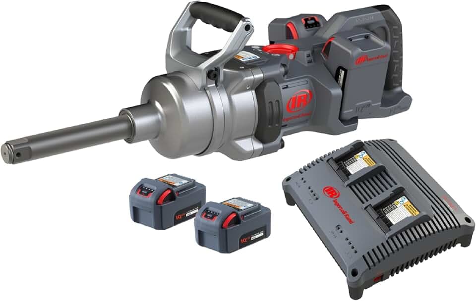 Ingersoll Rand W9691-K4E Cordless 1" High-Torque Impact Wrench Kit with 2" Extended Anvil, Includes 4 BL2022 5.0Ah Batteries and Dual-Bay Charger